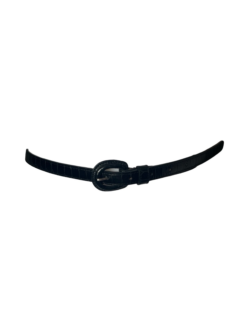 Talbots Genuine Leather Belt Black Gator Embossed Classic Womens Size Medium